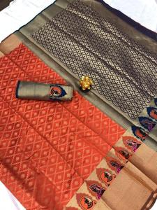 Nuevo aspecto de tendencia, saris de seda Banarasi pura con pieza de blusa, ropa de mujer india, Sari barato, precio bajo, venta al por mayor, Surat étnico - Product Image 2