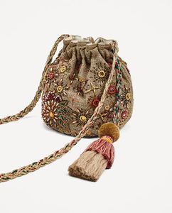 DESIGNER----POTLI--BAG--WITH ZARI--&--RESHAM---EMBROIDERY WORK ON---STYLISH---BAGS---FOR-PARTY & WEDDING--2021-- - Product Image 1