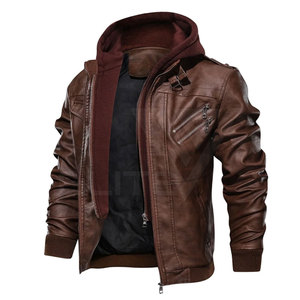 Nouvelle veste en cuir vintage décontractée pour homme, tenue d'hiver, design de motard, poche, imperméable, respirante, coupe-vent, grande taille - Product Image 1