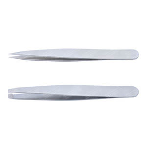 Ensemble de pinces à sourcils en acier inoxydable couleur argent, légères, avec logo personnalisé - Product Image 2