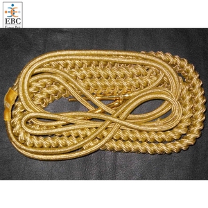 Cordón de Sujeción Dorado Personalizado OEM con Doble Punta Metálica y Material de Algodón para Uniformes, Hombros y Rangos - Product Image 4