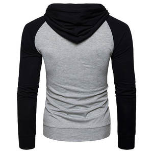 Vente en gros OEM Anti-rides pour hommes 100% coton polaire Color Block Sweat à capuche pull gris noir avec cordon de serrage élégant sweat à capuche décontracté - Product Image 2