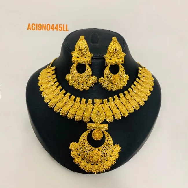 Wedding Raj Wadi new model Gold Plated Necklace Set Jewelry With Gold Plated Earing Set