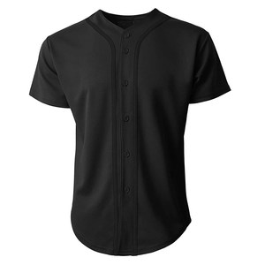 Camiseta Deportiva Casual de Béisbol para Hombre PIHA SPORTS, Manga Corta, Botones, Rayas, Cuello en V, Corte Estándar, Poliéster/Algodón, Negra - Product Image 2