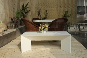Mesa de Centro Rectangular de Cemento, Terrazo y Concreto Blanco, Estilo Nórdico Moderno Italiano para Sala de Estar - Product Image 3