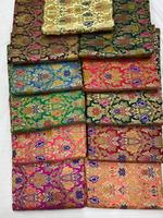 Tissu en soie brocart métallique sur mesure en or et couleurs vives pour coussin et canapé