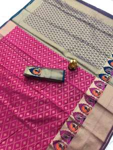 Nuevo Rich Look Party Wear Banarsi Seda Saree con Blusa Pieza Mujeres Indias Use Sari Barato Precio Bajo Venta al por mayor Surat Alphanumero - Product Image 2