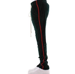 กางเกงติดตามกำมะหยี่แถบข้างผู้ชาย,พร้อมโลโก้ของคุณเอง - Product Image 1