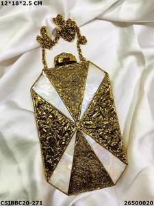 Designer Handmade Elegant Evening Brass <b>Clutch</b> Bag Exclusive Mother of <b>Pearl</b> Metal Purse for Bridal Wedding - Product Image 4