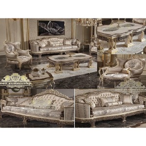 Ensemble de canapés de salon sculptés à la main de style européen, ensemble de canapés en bois royal, design pour salon, canapé de salon en bois de luxe - Product Image 1