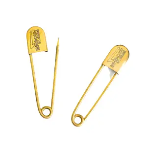 Custom Large Brass Laundry Safety Pin In Brass Color With Custom Engraved Logo