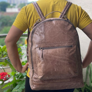 Handmade Crunch Leather Backpack Stylish Crunch Leather Rucksack Backpack - Product Image 3