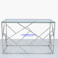 Table luxueuse d'entrée moderne, Table avec Console miroir et Hall d'hôtel en acier inoxydable, Table latérale de luxe