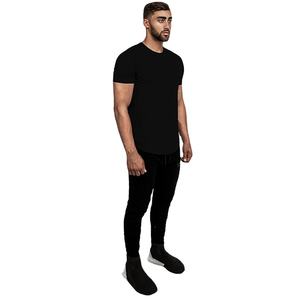 T-shirt à ourlet incurvé avec ourlet fendu T-shirt de fitness Gym Crew pour hommes Impression personnalisée Design en gros personnalisé - Product Image 3