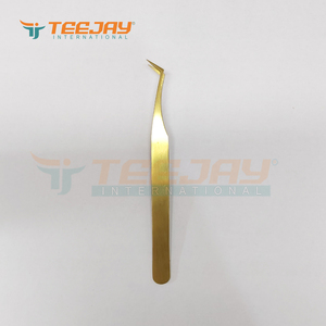 Juku-pince à épiler lisse pour Extension de cils, titane or 12cm L, Simple poignée, vaporeuse, applicateur de cils, en acier allemand - Product Image 2