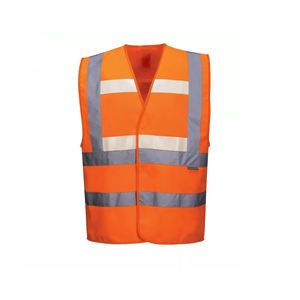 Chaleco de seguridad laboral reflectante de alta visibilidad con logotipo personalizado Material impermeable de poliéster y nailon para trabajo público al aire libre - Product Image 3