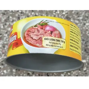 Boîtes alimentaires rondes en métal avec 2 sachets de viande, 4 à 6 couleurs, imprimées en couleur, produit de fabrication, pour aliments, ml