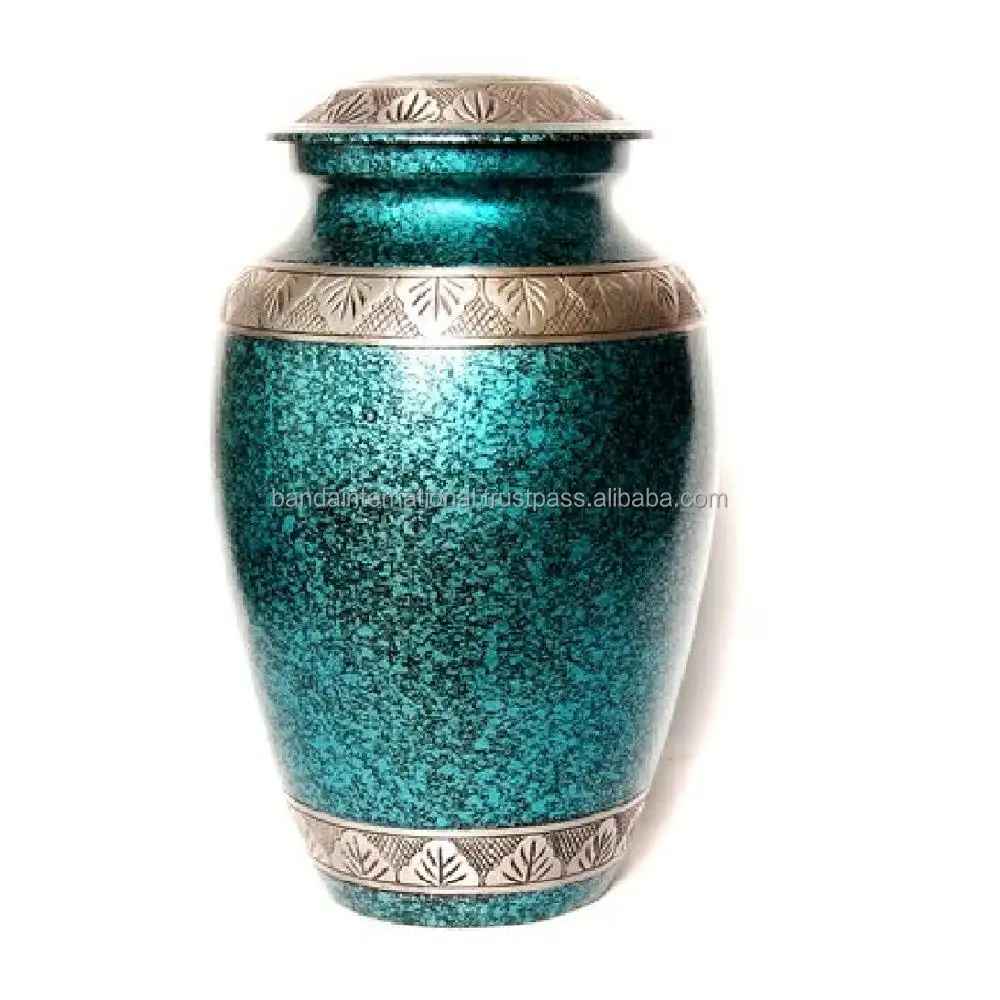 Urne per cremazione in ottone rifinite in marmo verde scuro urne per cremazione in ottone di alta qualità realizzate in India