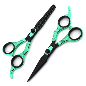 Juego de 2 tijeras de peluquero con logotipo personalizado, tijeras de pelo de acero inoxidable de alta calidad con estuche de cuero Pu multicolor - Product Image 6