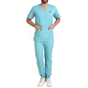 High Quality Best Selling Men <b>Scrub</b> Uniforms Knitted 100% Cotton <b>Scrub</b> <b>Sets</b> for Hospital Use Custom Logo Online Sale - Product Image 4