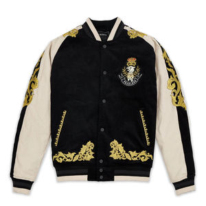 แจ็คเก็ตวาร์ซิตี้สไตล์วินเทจสำหรับผู้ชาย ฤดูหนาว 2024 ทำจากผ้าขนสัตว์ 100% แบบปะต่อ ระบายอากาศได้ดี เป็นมิตรกับสิ่งแวดล้อม ปรับแต่งได้ - Product Image 3