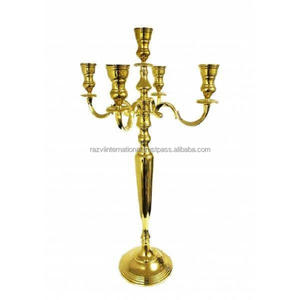 Easter Handmade Eco-Friendly Gold Plated Metal Aluminium 5-Arm Centerpiece <b>Candelabra</b> by RAZVI INTERNATIONAL - Product Image 1