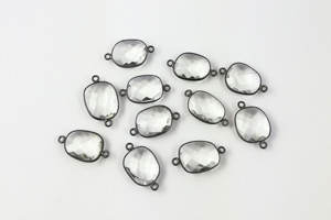 Cristal clair Quartz Pierres Précieuses Coupe Fantaisie Lunette Ensemble Connecteurs Exempts de 13mm à 16mm Connecteur de Lunette-Vente Par Pièce (1) - Product Image 2