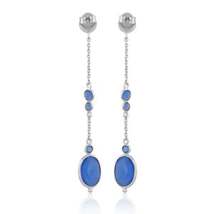 Pendientes colgantes de Gema Natural de Calcedonia azul para mujer, de plata de ley, el más vendido, fabricante de joyería - Product Image 4