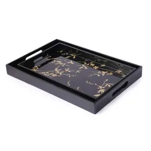 High quality best selling black lacquer serving trays from Vietnam