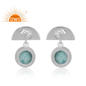 Boucles d'oreilles uniques en larimar, faites à la main, demi-lune, en argent sterling 925, pour fille, vente en gros - Product Image 3