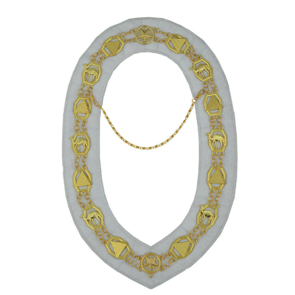 MASONIC REGALIA D.O.K.O. DOKO DRESS GOLDEN METAL CHAIN COLLARS WHITE BACKING MASONIC BEST HIGH QUALITY OEM 2022 CHAIN COLLARS