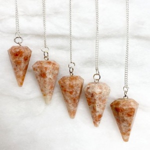 Cristales curativos naturales Sun Stone Faceted Cone Péndulo Venta al por mayor Gemstone Chakra Péndulo para Dowsing Healing ;me - Product Image 6