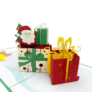 Noel Gifts 3D Pop Up Card Paper Christmas Card Hecho a mano Artesanía personalizada Venta al por mayor Best Seller Christmas Greeting