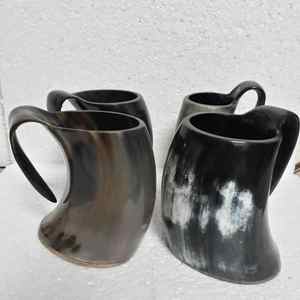 Chope à bière en corne, artisanat naturel et écologique, style animal poli et corne à boire sur le thème nautique - Product Image 3