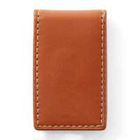 Dompet Kulit Asli Tipis OEM Kustom dengan RFID Blocking, Penjepit Uang, Ritsleting, Hiasan Huruf, Gaya Klasik Modis