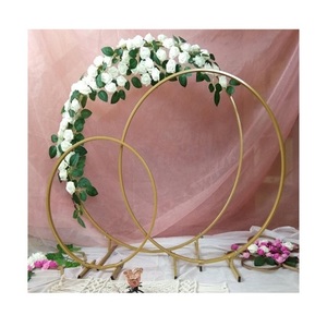 Fondo Decorativo de Metal Color Dorado, Hecho a Mano, Forma Redonda, Decoración con Flores Artificiales para Eventos de Cumpleaños - Product Image 2