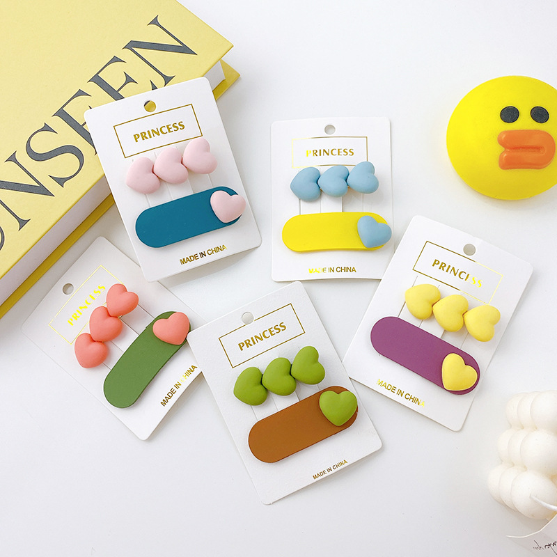 2 предмета в комплекте; Комплект из двух предметов, желтого, розового цвета с милыми сердечками для маленьких и больших заколка для волос заколки для волос для толстый ворс за дополнительную плату леди