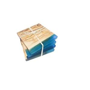 Epoxy Resin Square <b>coaster</b> and Wood Stand Eco Friendly Luxury Solid Wood and Epoxy Resin Craft Tea <b>Drink</b> Cup <b>Coasters</b> - Product Image 4