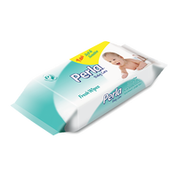 40 pièces/paquet - 24 paquets/boîte PERLA Lingettes humides parfumées sans alcool pH 5,5 en tissu non tissé avec couvercle transparent pour bébé et adulte