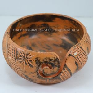 Soporte para bolas de hilo, cuencos de madera con aspecto antiguo para tejer a ganchillo, disponible en varios tamaños de la India - Product Image 4