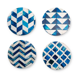 Assorted Pattern Bone Inlay <b>Table</b> <b>Coaster</b> Set - Product Image 2