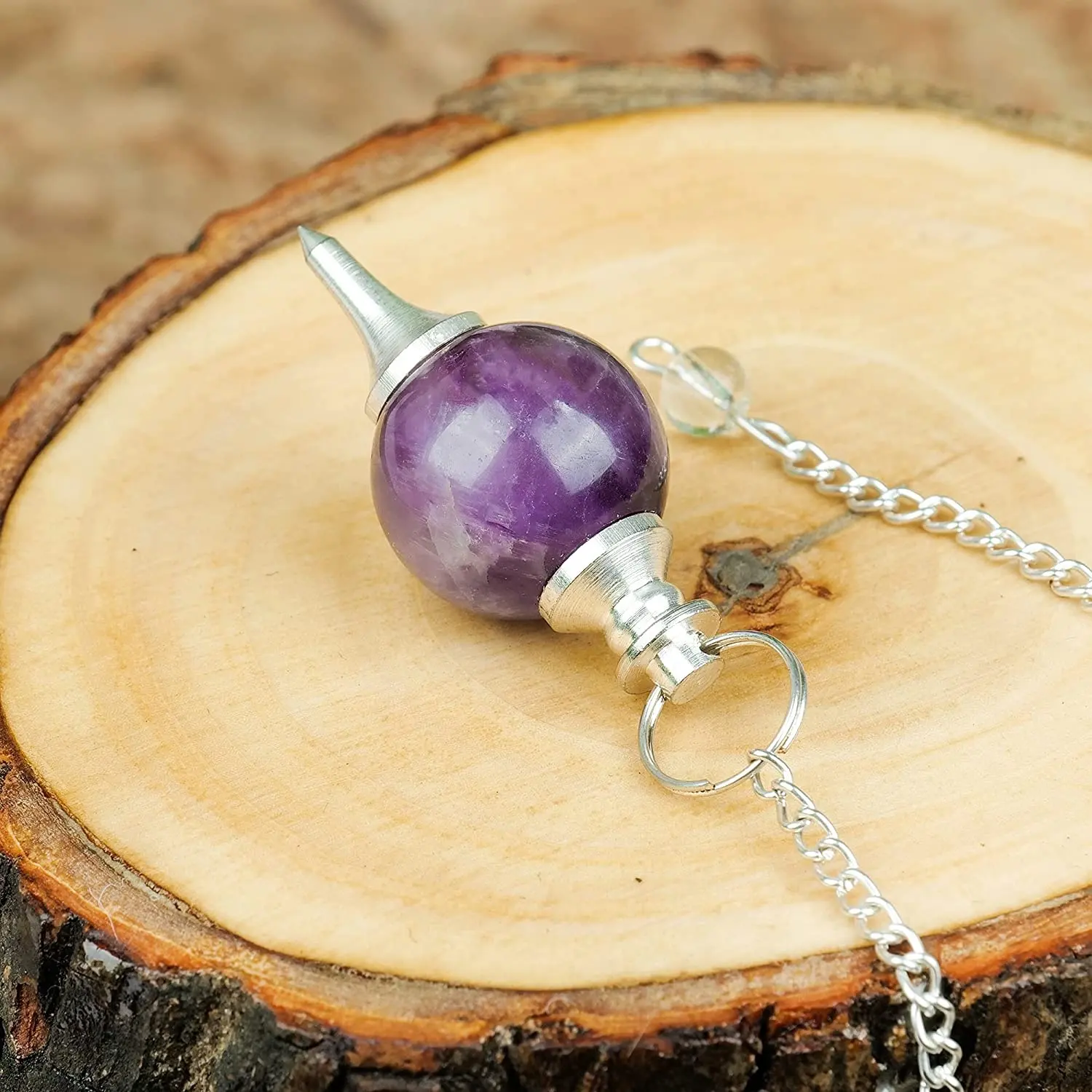 Latest Amethyst Ball Pendulum For Sale Wholesale Amethyst Stone Pendulums For Dowsing Gemstone Pendulum Metaphysical new age
