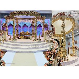 Mandap de Madera Tradicional del Sur de la India para Bodas, Mandaps de Madera Tallada Antiguos para Exteriores, Decoración de Mandap de Madera para Bodas Indias, EE. UU. - Product Image 1