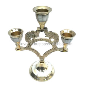Brass <b>Candle</b> Stand with <b>Mother</b> of Pearl Handmade Kalavastu Elegant Home Decoration - Product Image 6