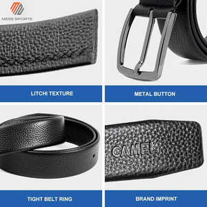Ceinture Formelle Homme en Cuir Véritable Noir Uni avec Boucle Ardillon en Acier Rectangulaire Monobloc Style Durable - Product Image 6