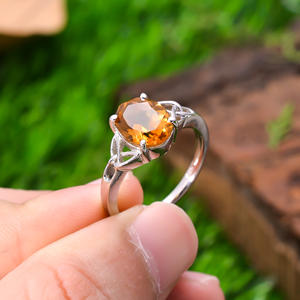 92.5 Sterling Silver 3.2 Gram <b>Ring</b> High Quality Natural Yellow <b>Citrine</b> Gemstone Latest Simple Design November Birthstone Jewelry - Product Image 3