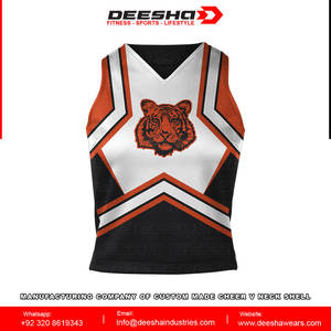 Tenues de pom-pom girl unisexes pour adultes, conception personnalisée OEM, sublimation, manches longues, col en V, justaucorps 100% polyester 220g, sur mesure - Product Image 2