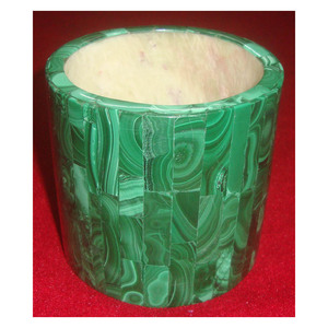 Natural Semi Precious Malachite <b>Stone</b> Flower <b>Vase</b> <b>For</b> Home <b>Decorative</b> - Product Image 1
