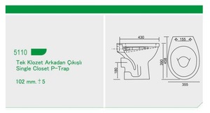 WC — armoire hygiénique classique turque, placard d'eau en céramique, deux pièces, avec piège toilette - Product Image 2