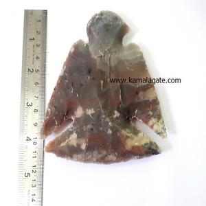 Indian Agate 4-Inch Eagle Shape Arrowhead Semi-Precious Stone Craft with Fancy Designs Carved Agate Handmade <b>Mascot</b> - Product Image 1